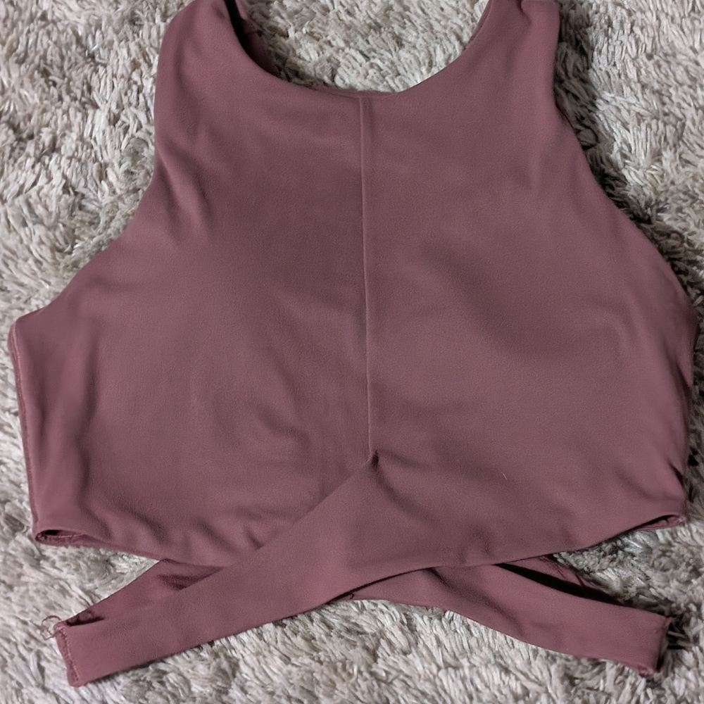 Athleta Conscious Crop Cut Out Bra Top in tawny rose Size medium - Picture 2 of 4